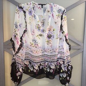 White House Black Market Floral Blouse - Multicolor